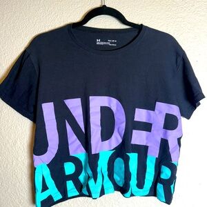 Under Armour Black Tee with Purple and Teal Accents